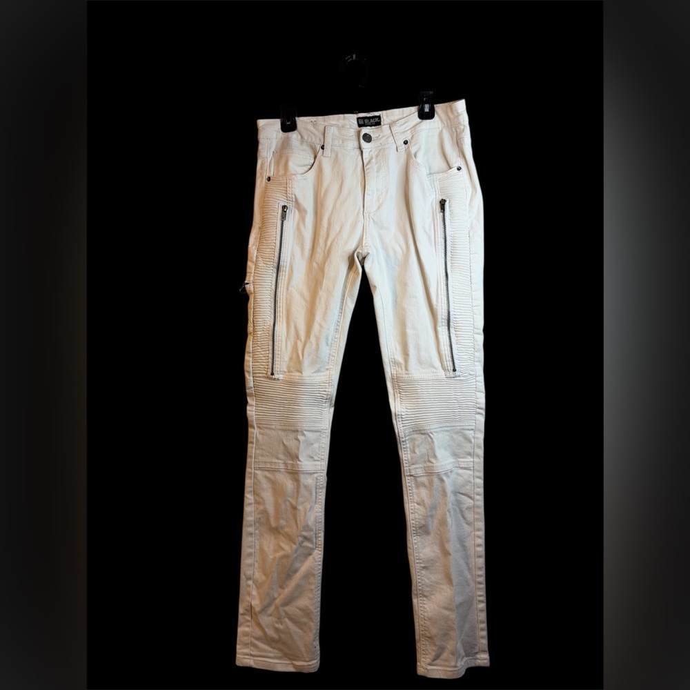 Black Premium Men's White Skinny Flex Jeans Size 32 / 34 #115